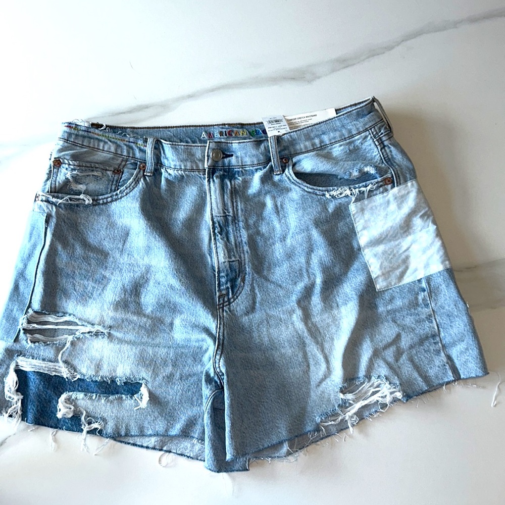 American Eagle Women's Highest Rise 90s Boyfriend Shorts Rainbow Jeans Jorts
